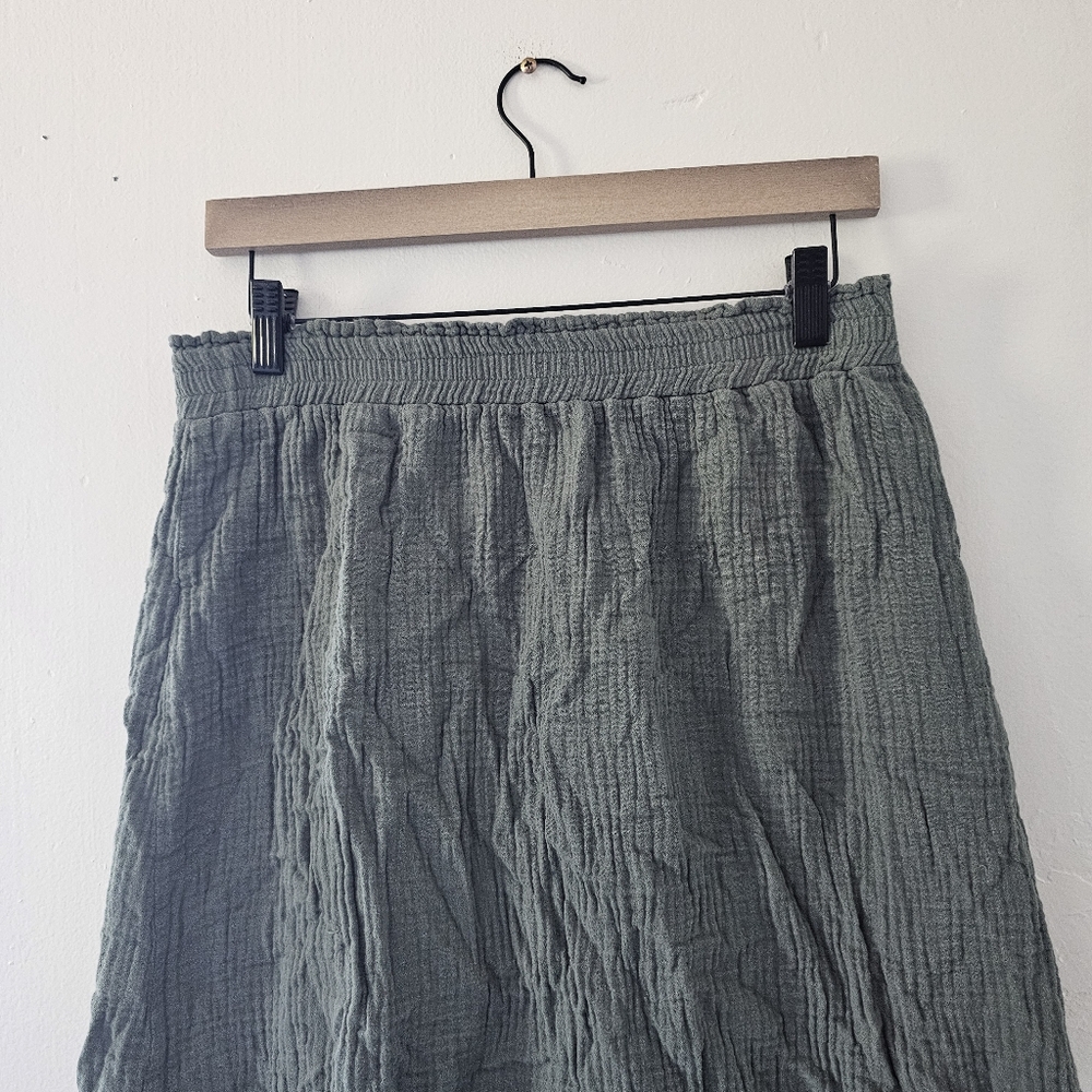 Elastic Waist Green A-Line Skirt - Picture 4 of 5